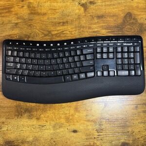 Microsoft Wireless Comfort Keyboard 5050 Ergonomic Black USB Receiver Model 1728